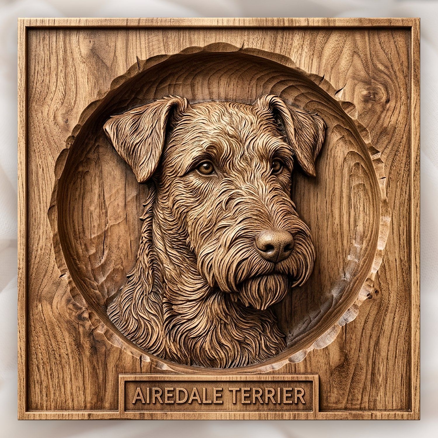 Majestic Airedale Terrier Portrait CNC Relief STL bas-relief STL design