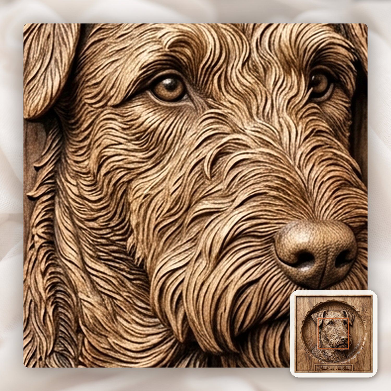 Majestic Airedale Terrier Portrait CNC Relief STL bas-relief STL — view 12