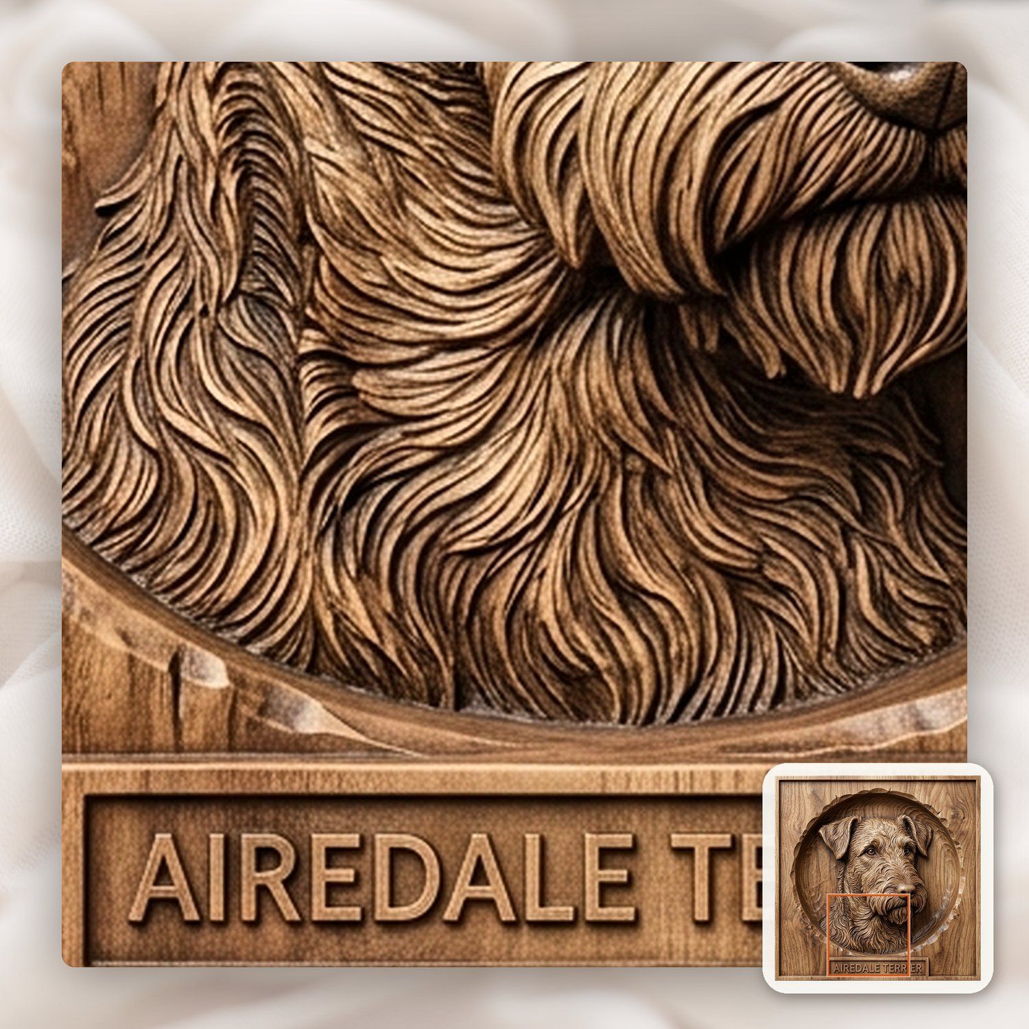 Majestic Airedale Terrier Portrait CNC Relief STL bas-relief STL — view 13