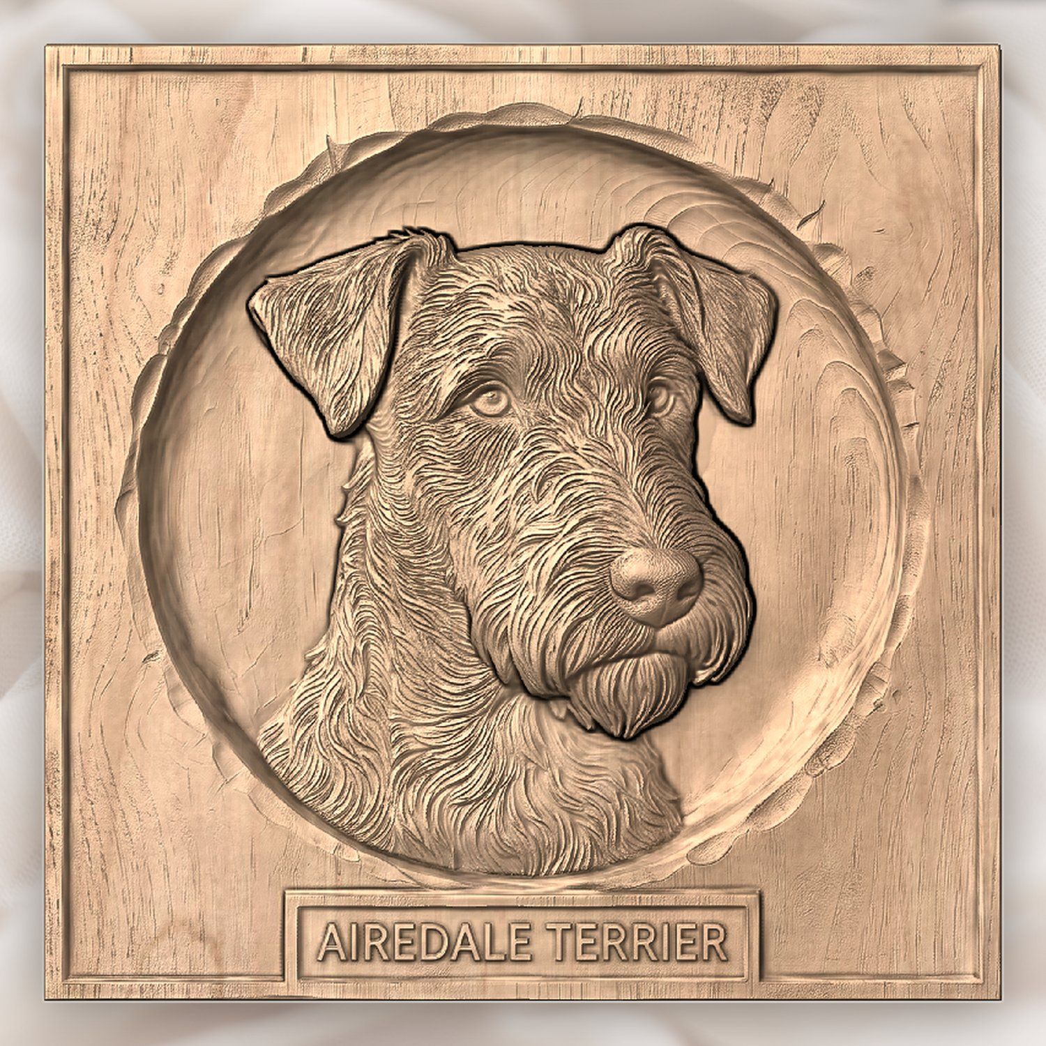 Majestic Airedale Terrier Portrait CNC Relief STL bas-relief STL — view 4