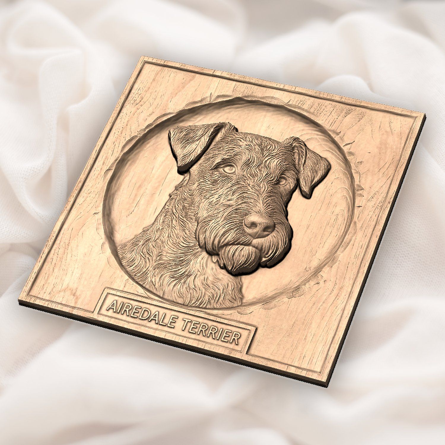 Majestic Airedale Terrier Portrait CNC Relief STL bas-relief STL — view 5