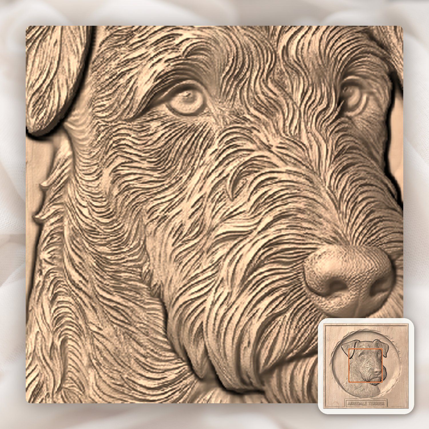 Majestic Airedale Terrier Portrait CNC Relief STL bas-relief STL — view 7