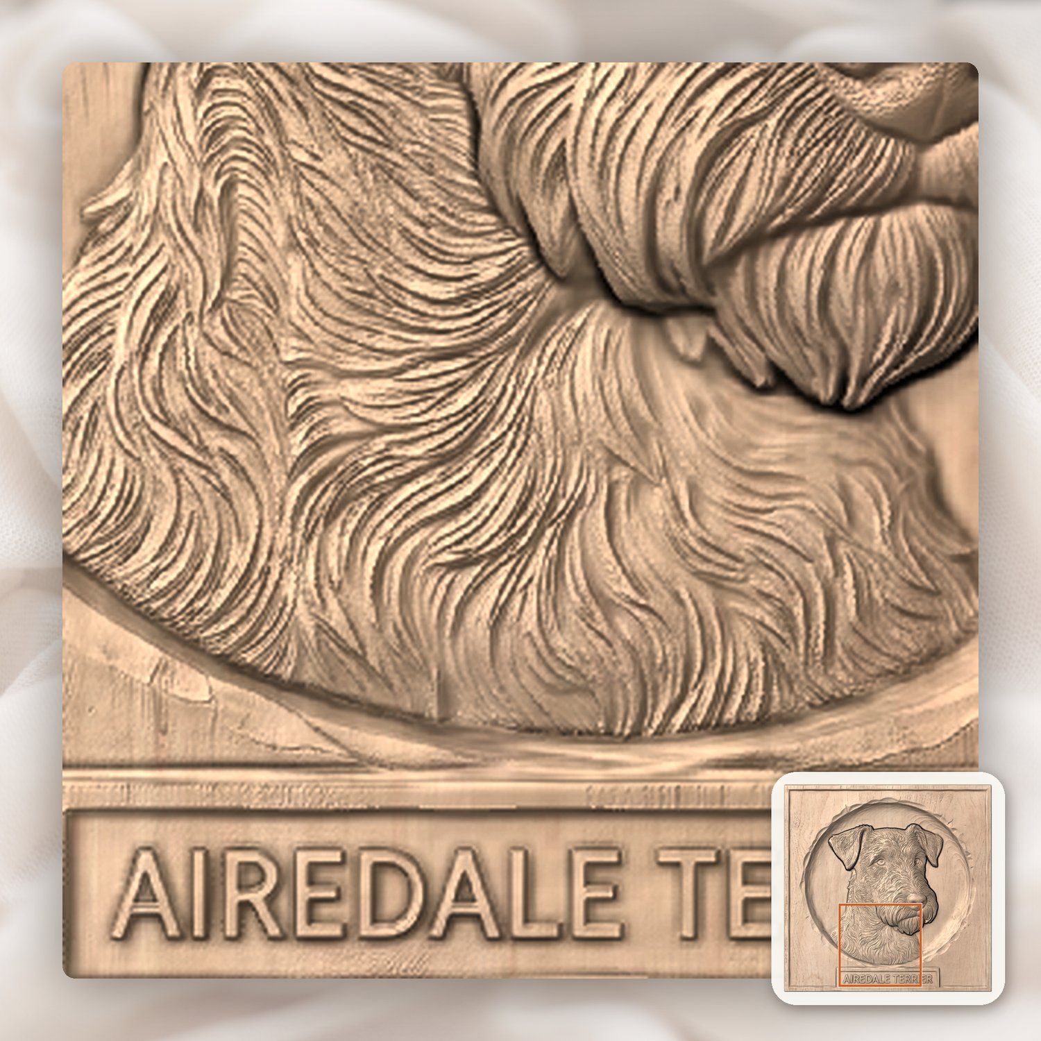 Majestic Airedale Terrier Portrait CNC Relief STL bas-relief STL — view 8