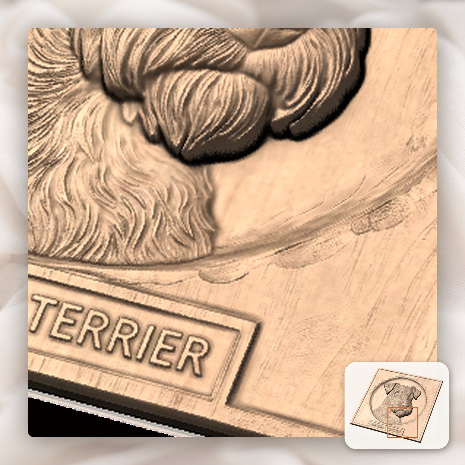 Majestic Airedale Terrier Portrait CNC Relief STL bas-relief STL — view 10