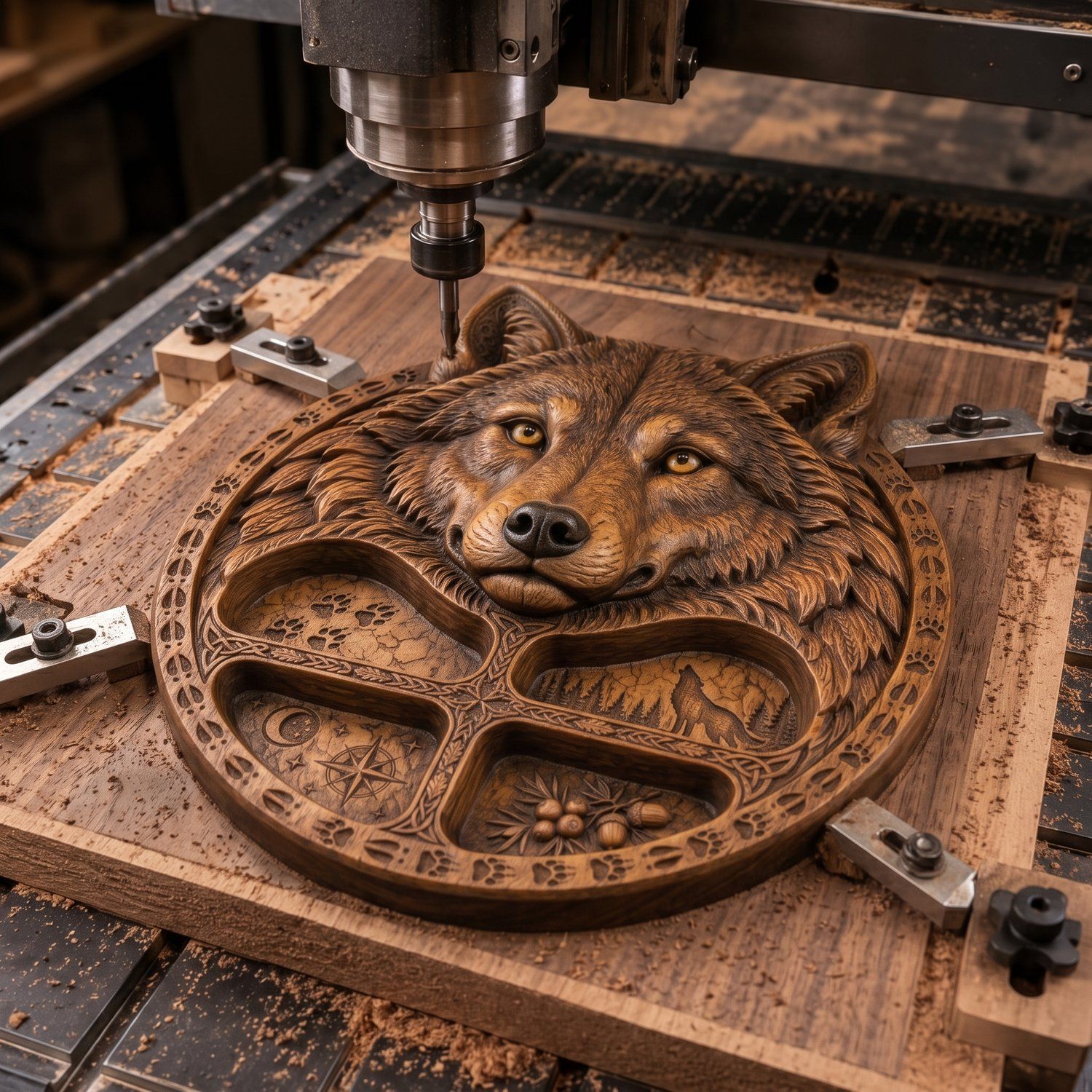 Majestic Alpha Wolf Wilderness Spirit CNC Relief STL bas-relief STL — view 7