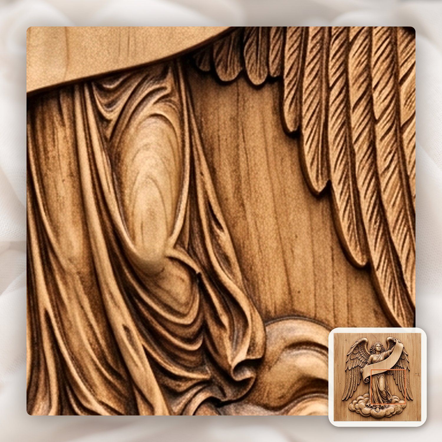 Majestic Angel with Blank Scroll Banner CNC Relief STL bas-relief STL — view 12