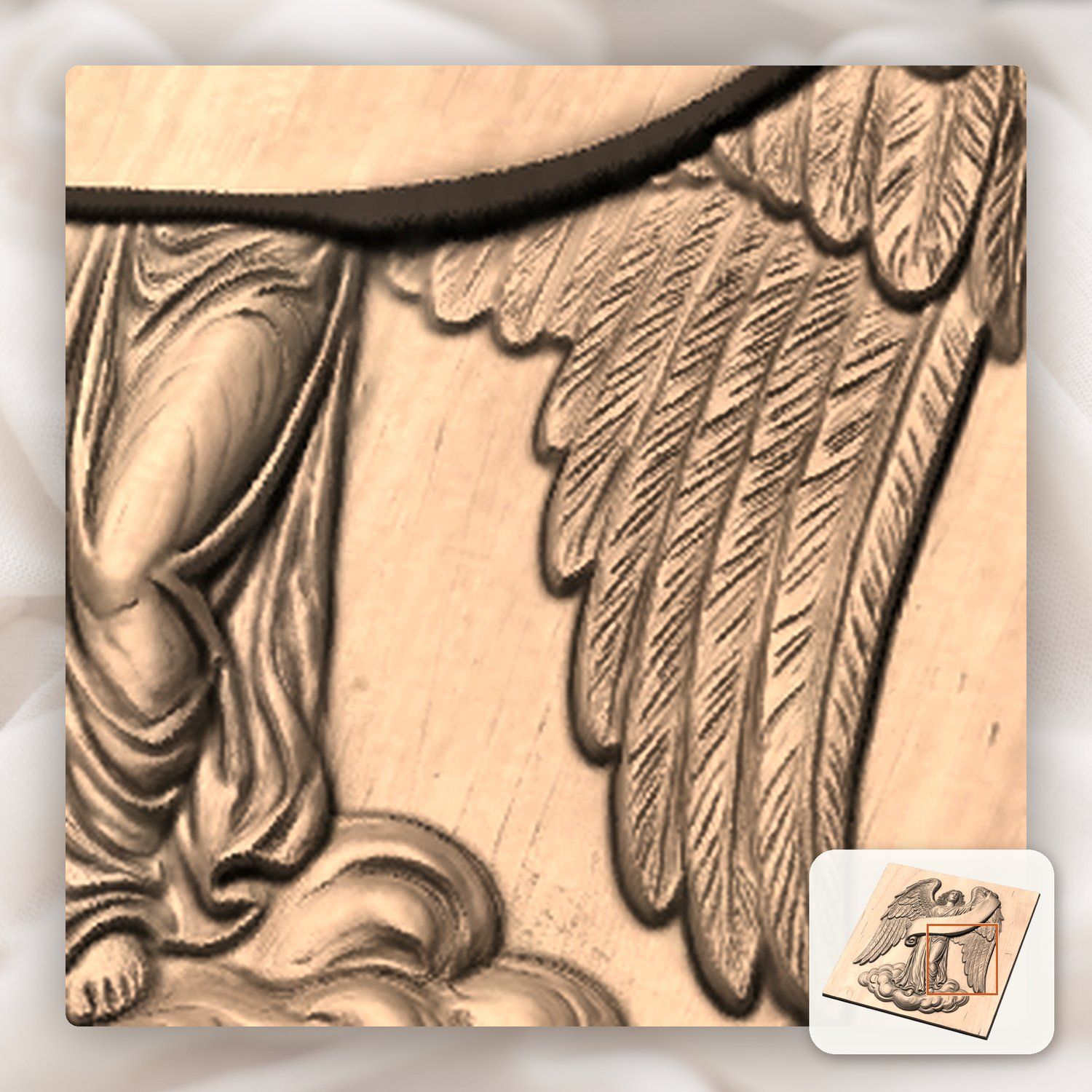 Majestic Angel with Blank Scroll Banner CNC Relief STL bas-relief STL — view 10