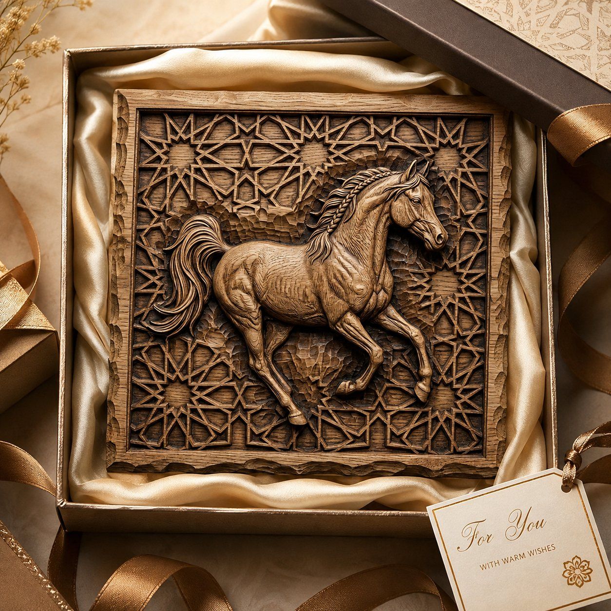 Majestic Arabian Horse Running Geometric Pattern CNC Relief STL bas-relief STL — view 9