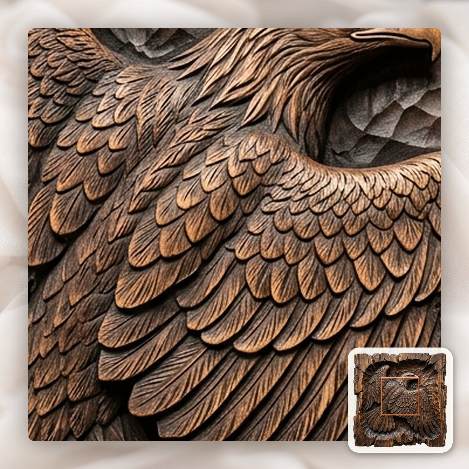 Majestic Bald Eagle Soaring Wings CNC Relief STL bas-relief STL — view 12