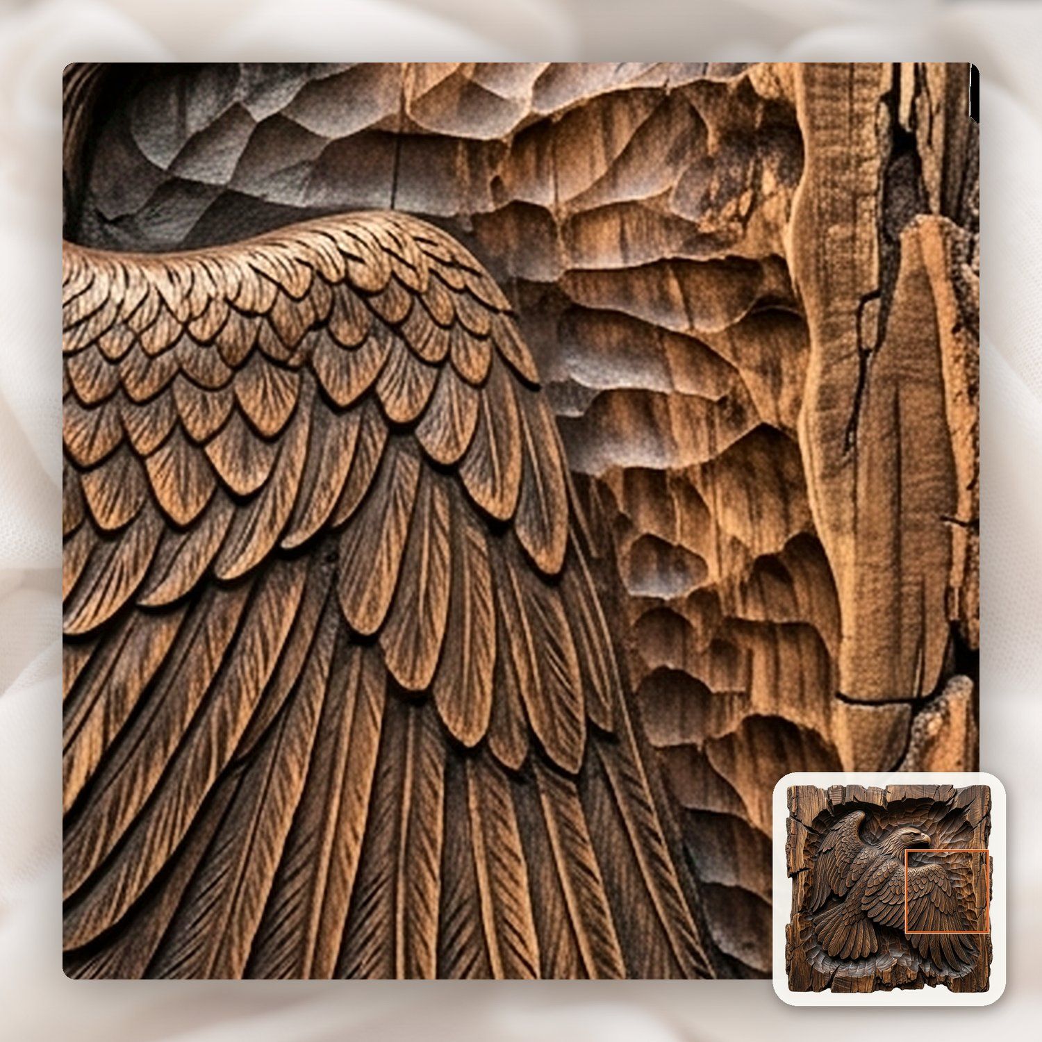Majestic Bald Eagle Soaring Wings CNC Relief STL bas-relief STL — view 13