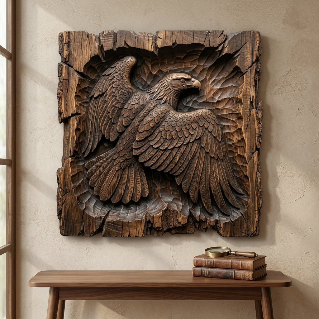 Majestic Bald Eagle Soaring Wings CNC Relief STL bas-relief STL — view 14