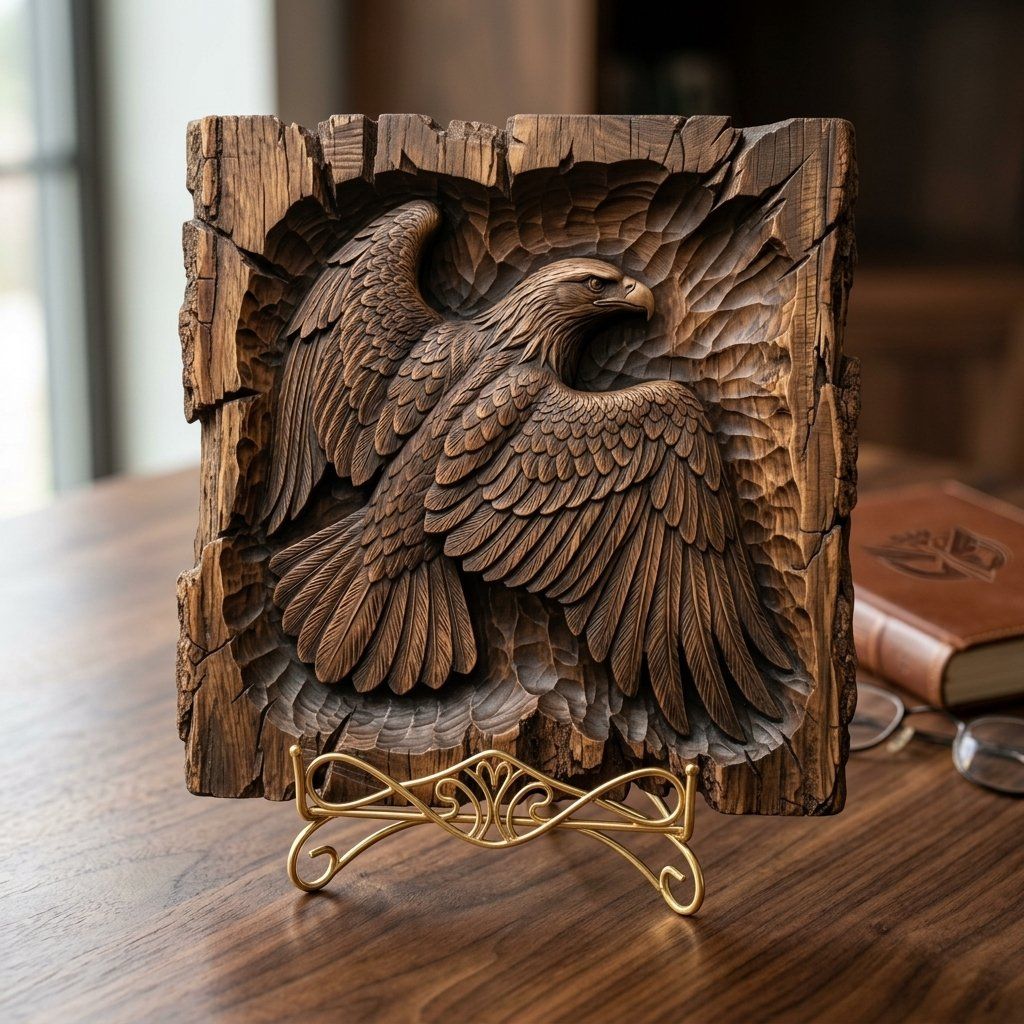 Majestic Bald Eagle Soaring Wings CNC Relief STL bas-relief STL — view 3