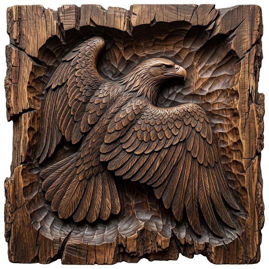 Majestic Bald Eagle Soaring Wings CNC Relief STL bas-relief STL — view 11