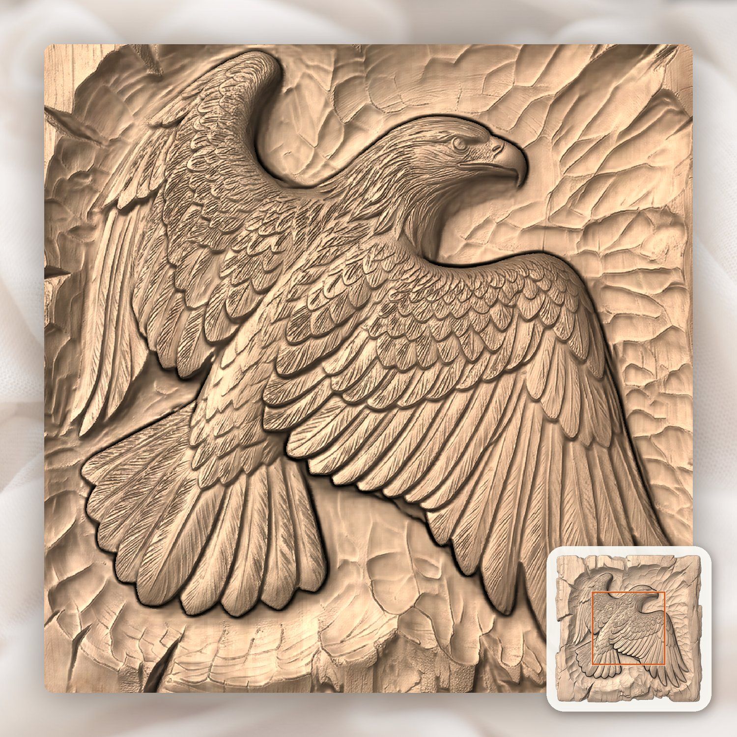 Majestic Bald Eagle Soaring Wings CNC Relief STL bas-relief STL — view 6