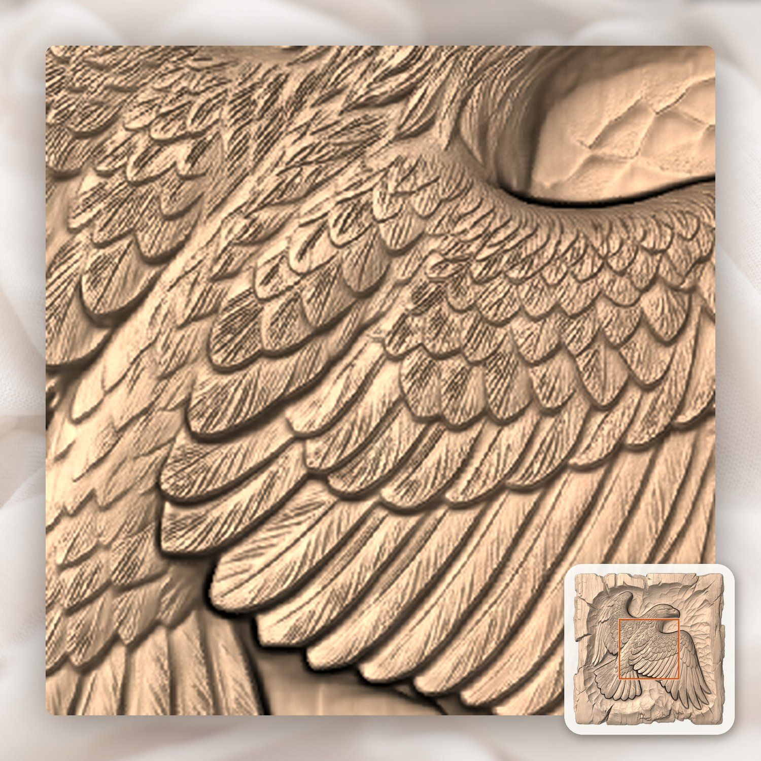 Majestic Bald Eagle Soaring Wings CNC Relief STL bas-relief STL — view 7