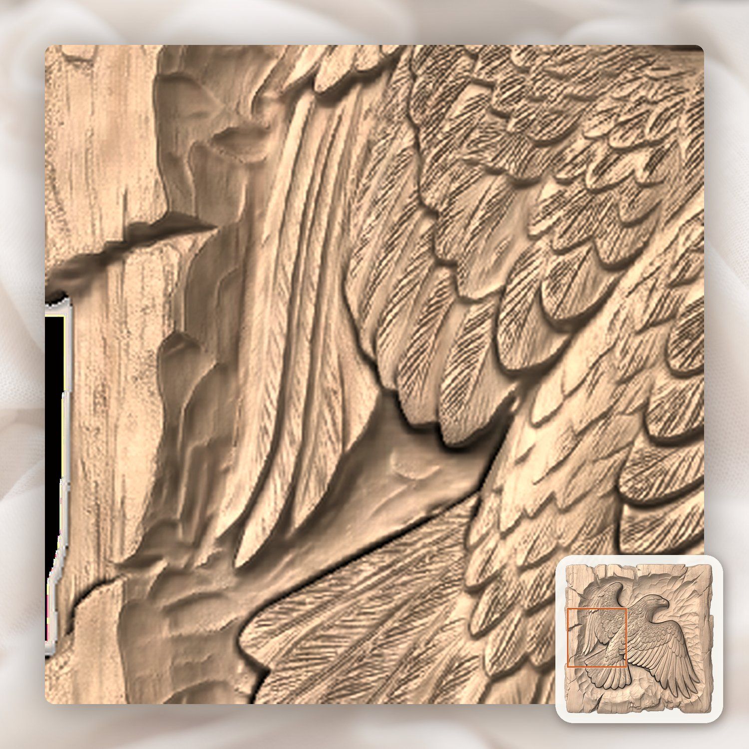 Majestic Bald Eagle Soaring Wings CNC Relief STL bas-relief STL — view 8