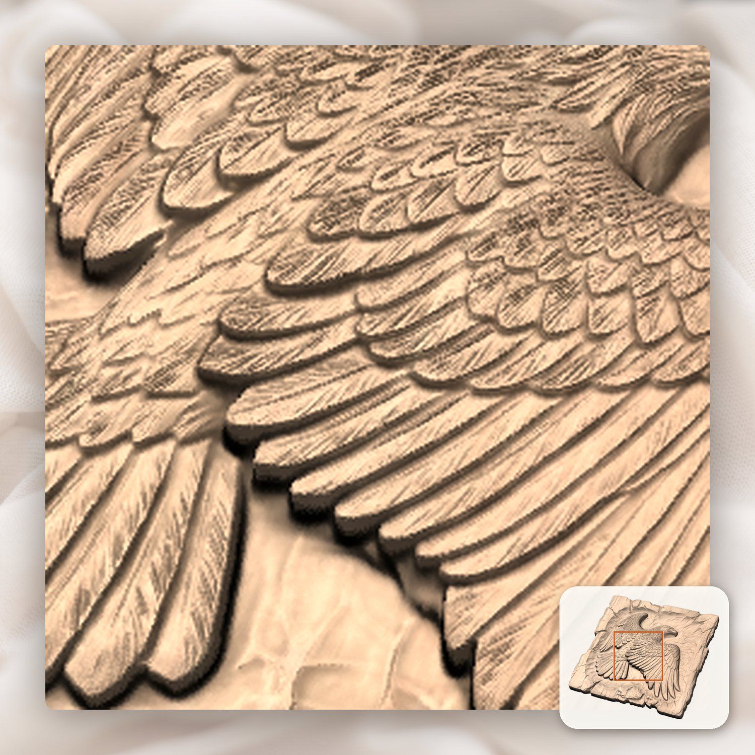Majestic Bald Eagle Soaring Wings CNC Relief STL bas-relief STL — view 9