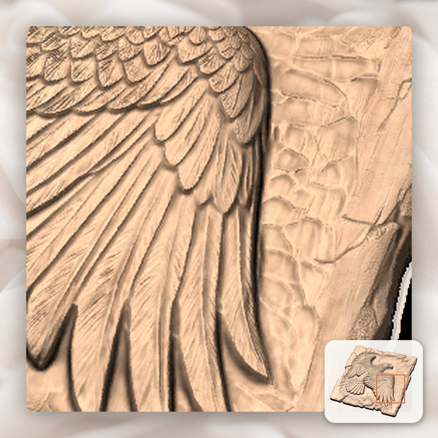 Majestic Bald Eagle Soaring Wings CNC Relief STL bas-relief STL — view 10