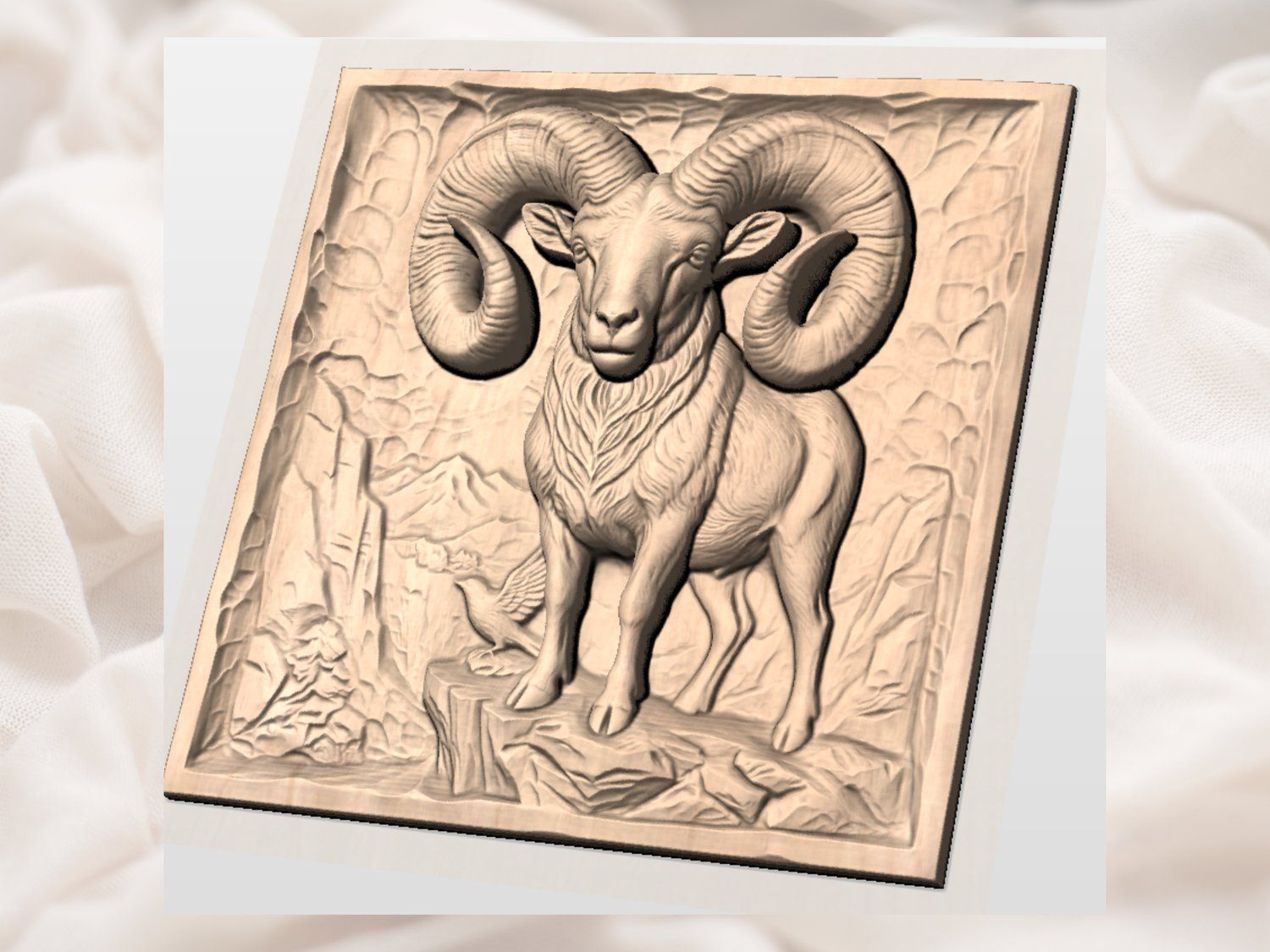 Majestic Bighorn Ram CNC Relief STL bas-relief STL — view 4