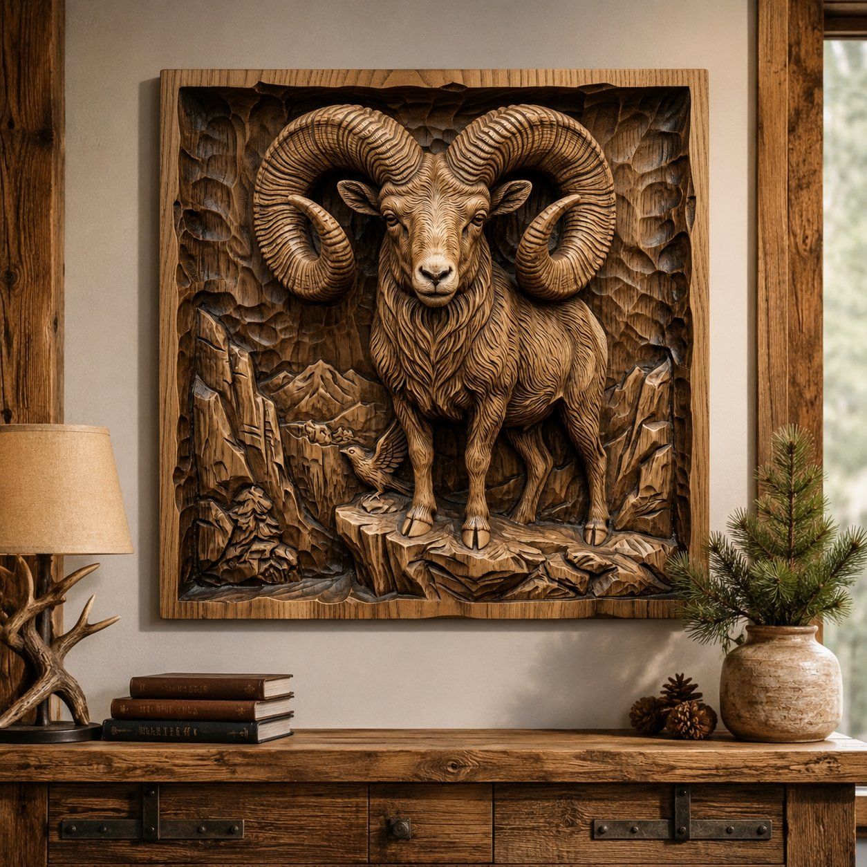 Majestic Bighorn Ram CNC Relief STL bas-relief STL — view 5