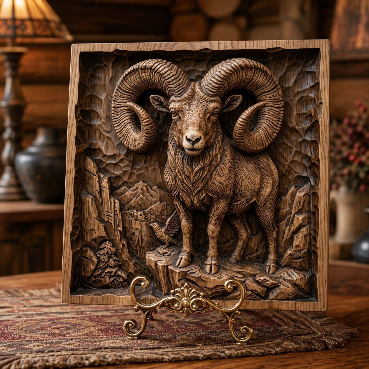 Majestic Bighorn Ram CNC Relief STL bas-relief STL — view 6