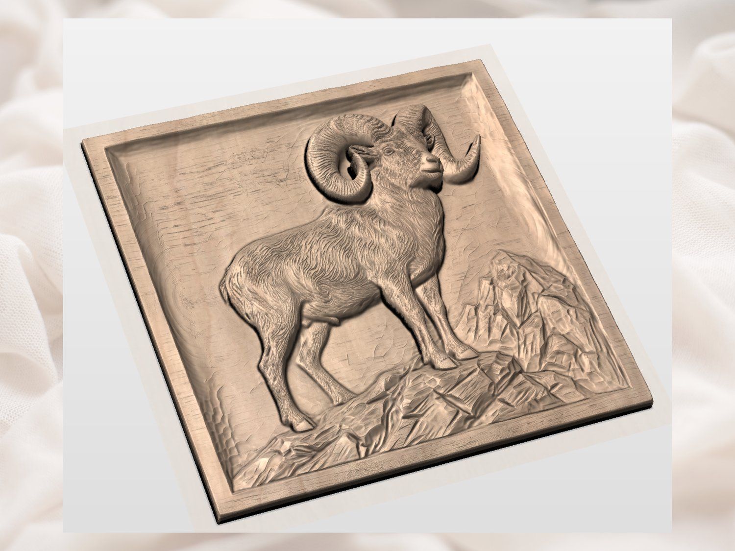 Majestic Bighorn Ram Mountain Peak CNC Relief STL bas-relief STL — view 4