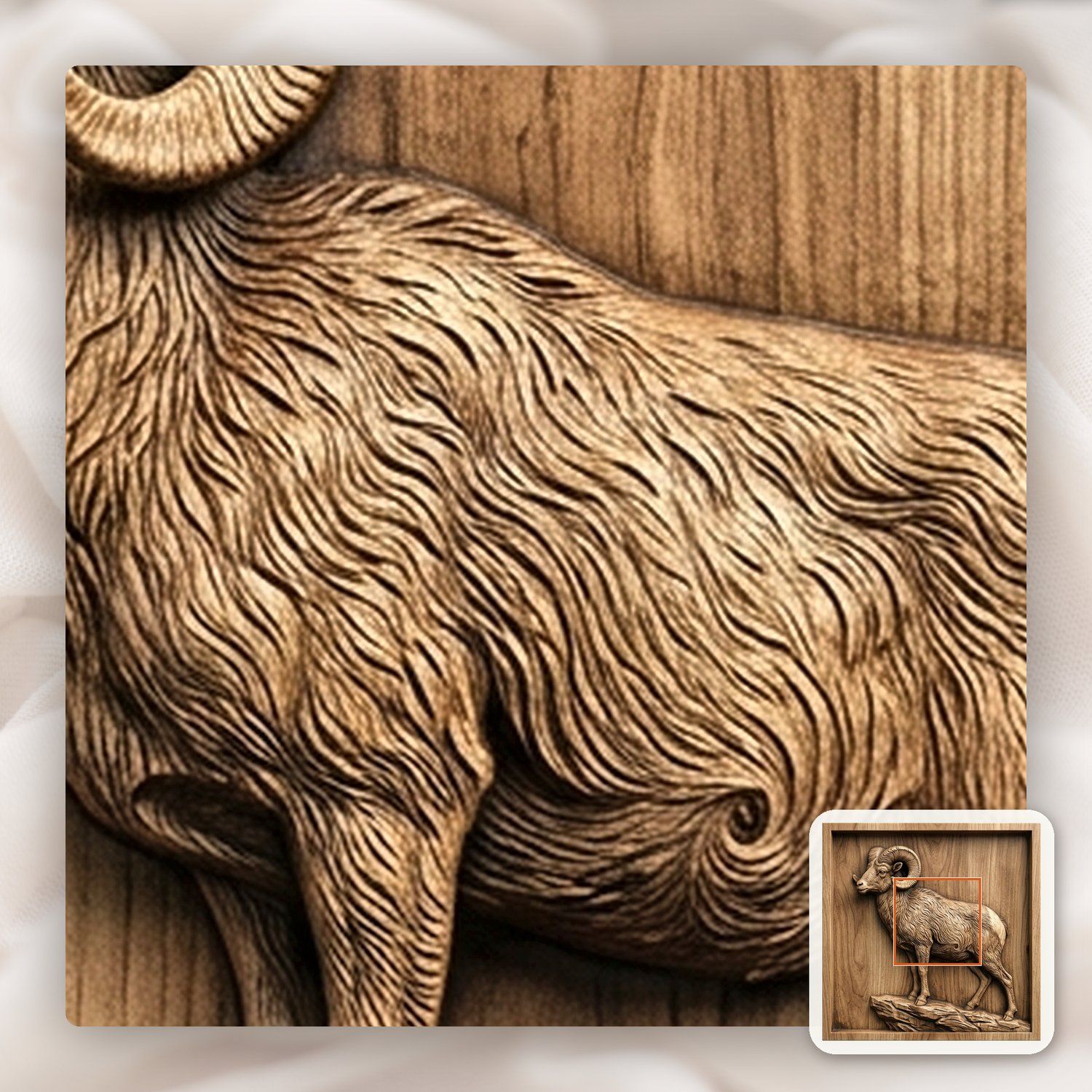 Majestic Bighorn Ram Mountain Scene CNC Relief STL bas-relief STL — view 10
