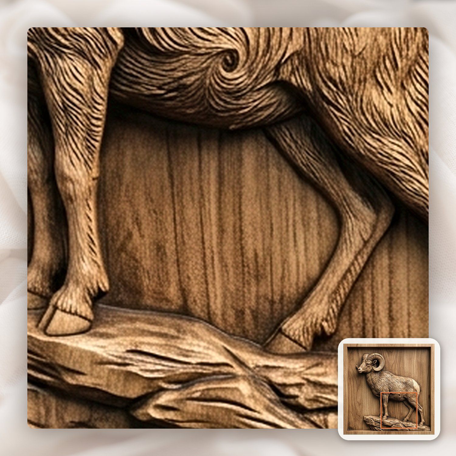 Majestic Bighorn Ram Mountain Scene CNC Relief STL bas-relief STL — view 11