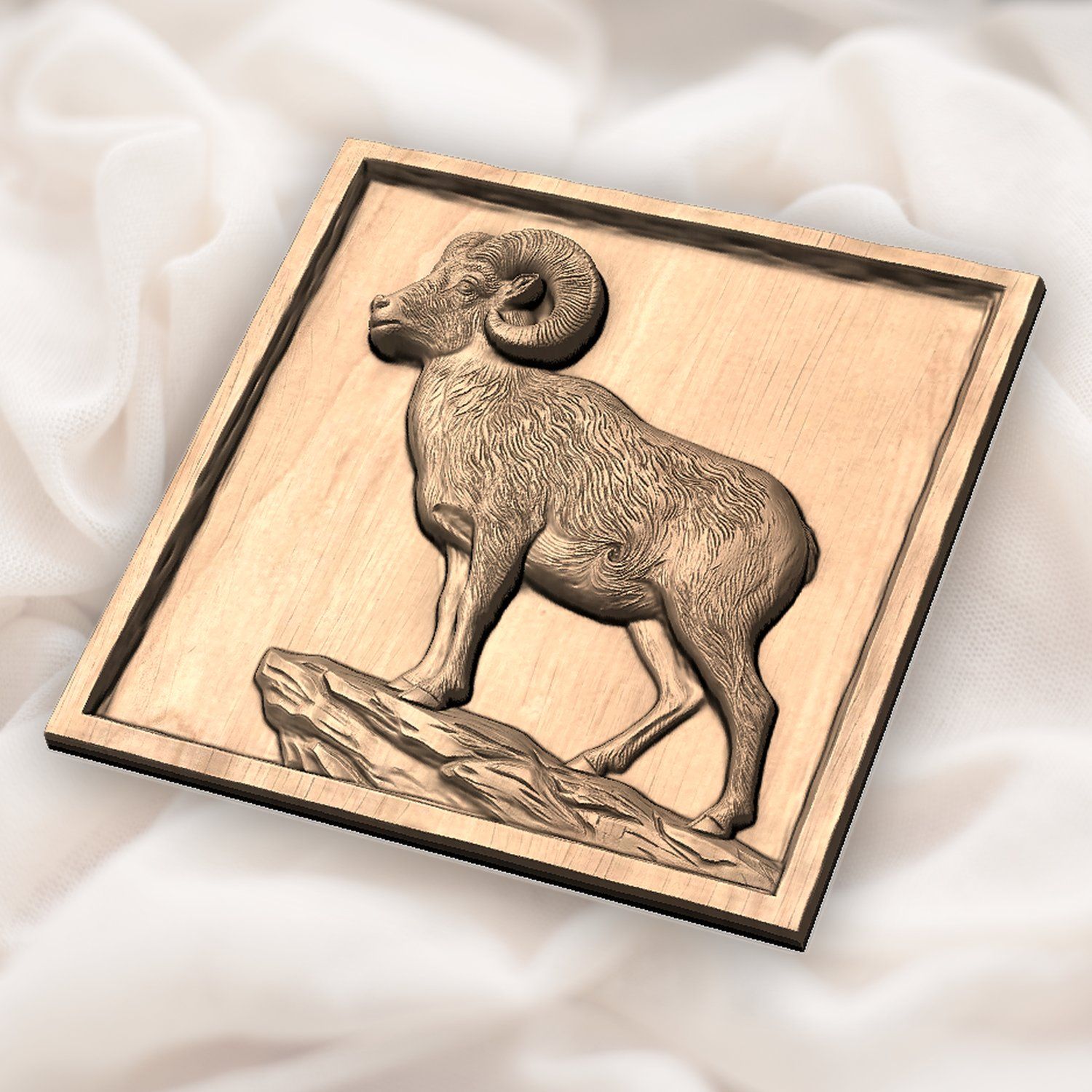 Majestic Bighorn Ram Mountain Scene CNC Relief STL bas-relief STL — view 4