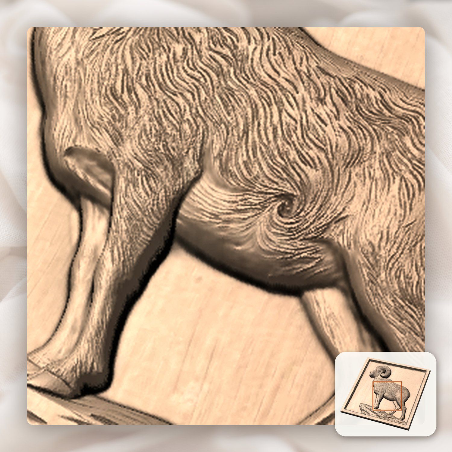 Majestic Bighorn Ram Mountain Scene CNC Relief STL bas-relief STL — view 8