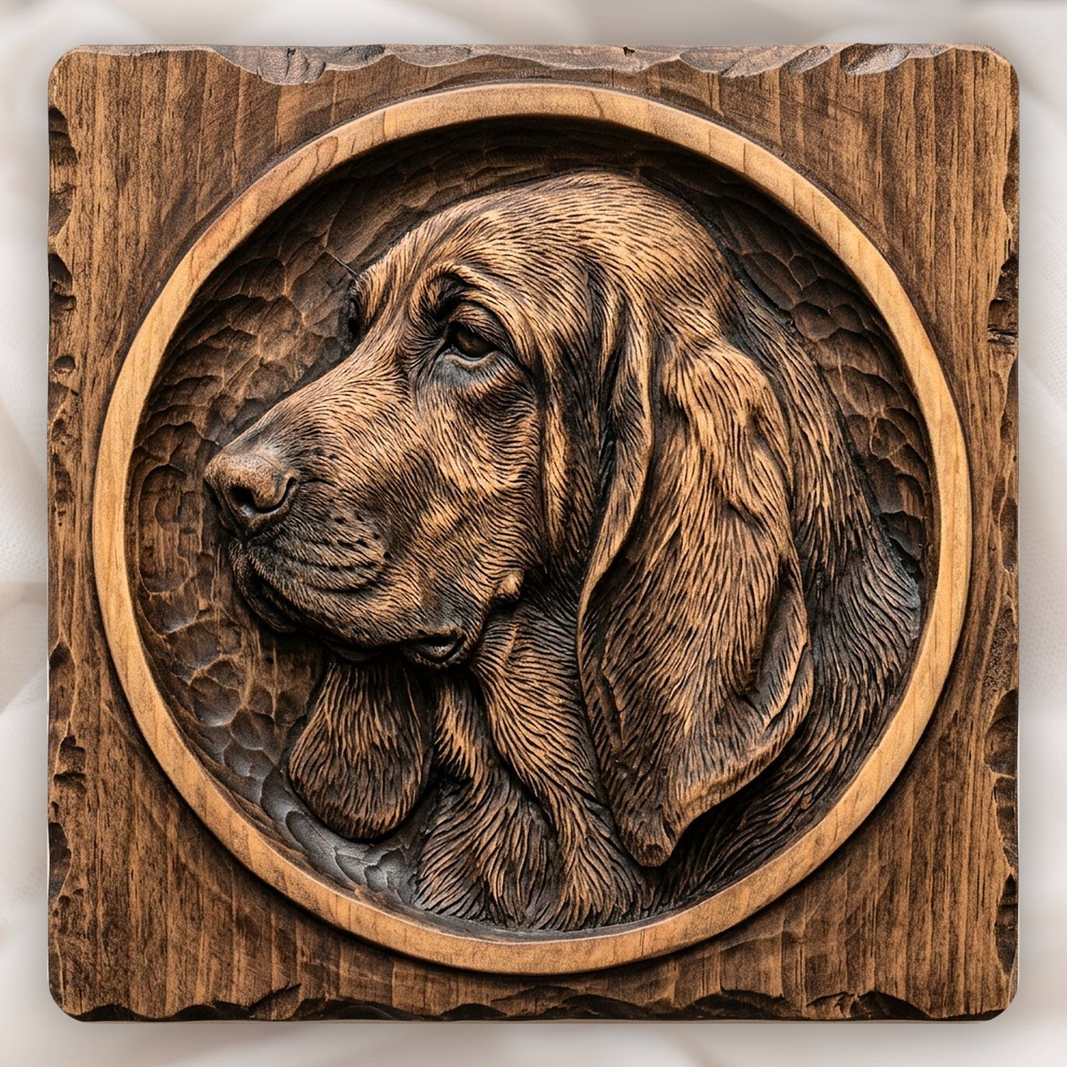 Majestic Bloodhound Portrait Wood Carving CNC Relief STL bas-relief STL design