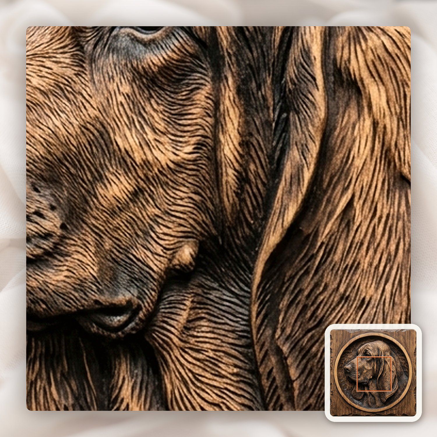 Majestic Bloodhound Portrait Wood Carving CNC Relief STL bas-relief STL — view 11