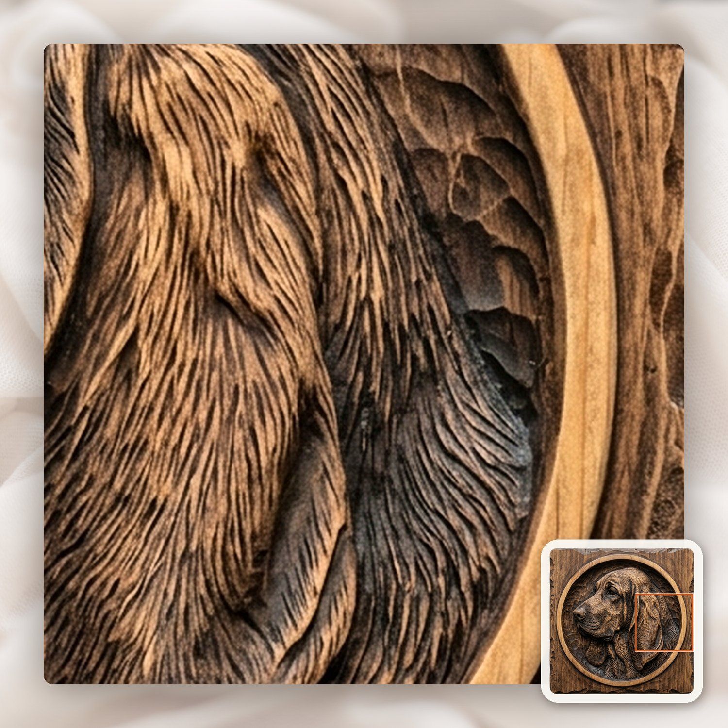 Majestic Bloodhound Portrait Wood Carving CNC Relief STL bas-relief STL — view 12