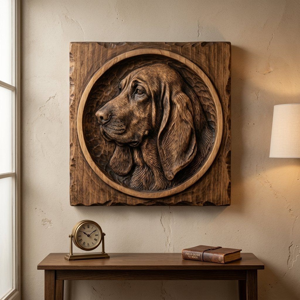 Majestic Bloodhound Portrait Wood Carving CNC Relief STL bas-relief STL — view 13