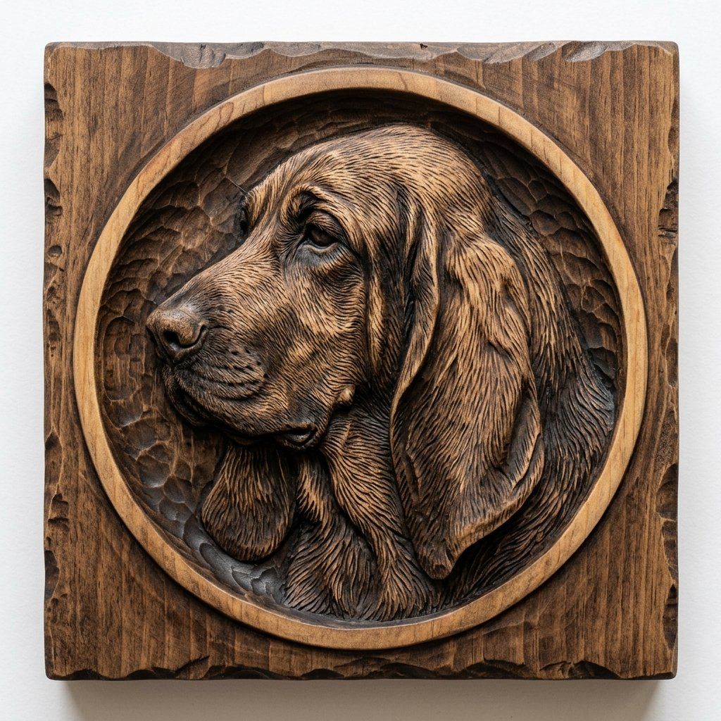 Majestic Bloodhound Portrait Wood Carving CNC Relief STL bas-relief STL — view 14