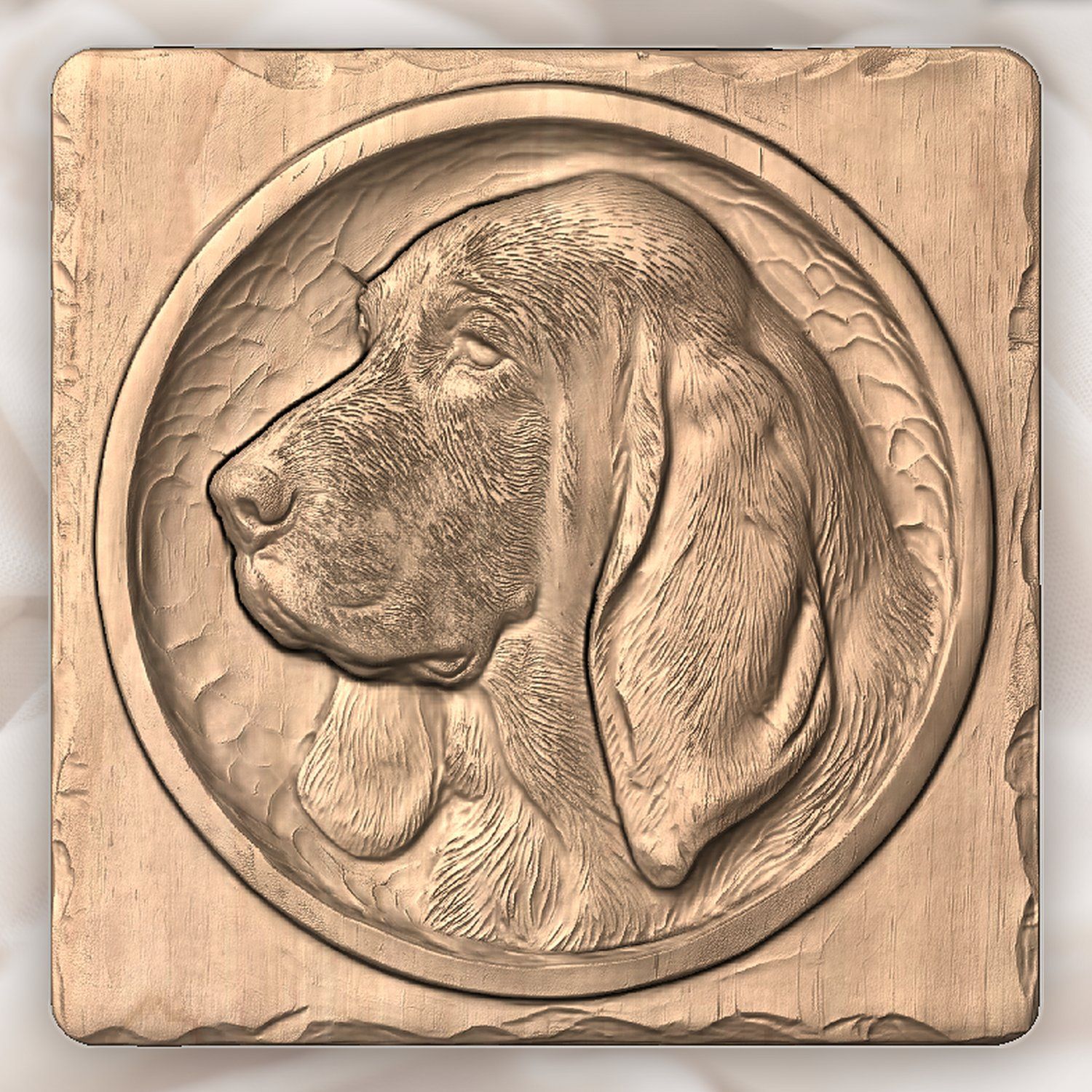 Majestic Bloodhound Portrait Wood Carving CNC Relief STL bas-relief STL — view 4