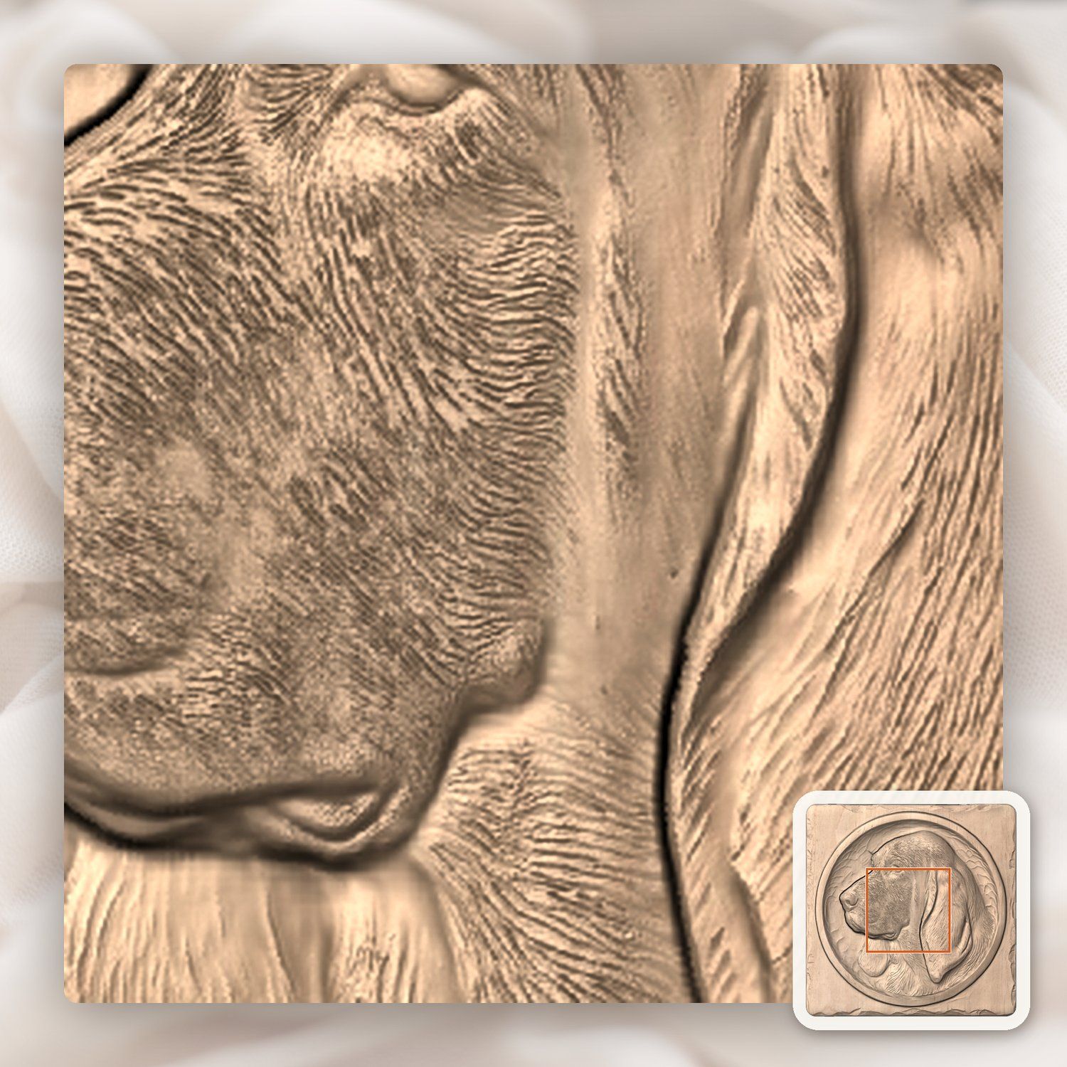 Majestic Bloodhound Portrait Wood Carving CNC Relief STL bas-relief STL — view 7