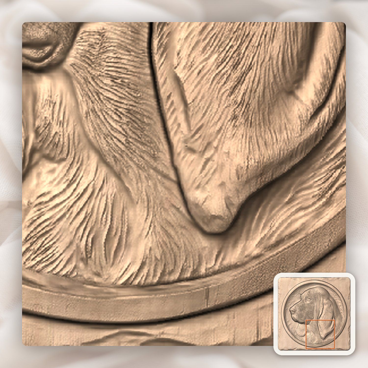 Majestic Bloodhound Portrait Wood Carving CNC Relief STL bas-relief STL — view 8