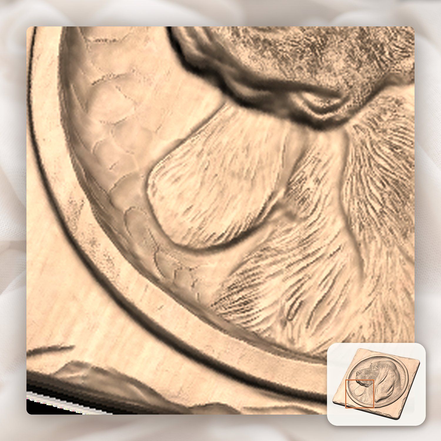 Majestic Bloodhound Portrait Wood Carving CNC Relief STL bas-relief STL — view 10