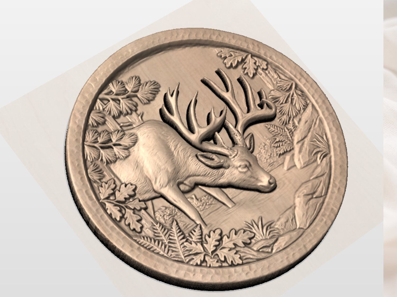 Majestic Buck Drinking Forest Water bas-relief STL — view 4
