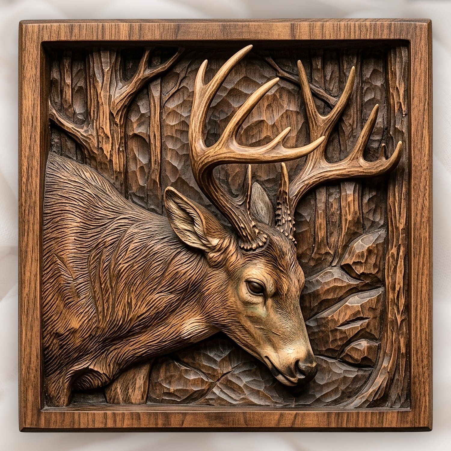 Majestic Buck Forest Scene CNC Relief STL bas-relief STL design