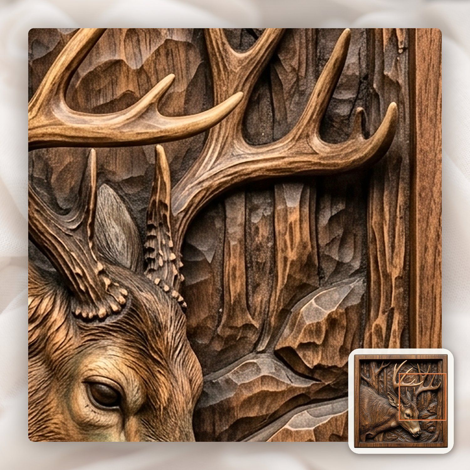 Majestic Buck Forest Scene CNC Relief STL bas-relief STL — view 12