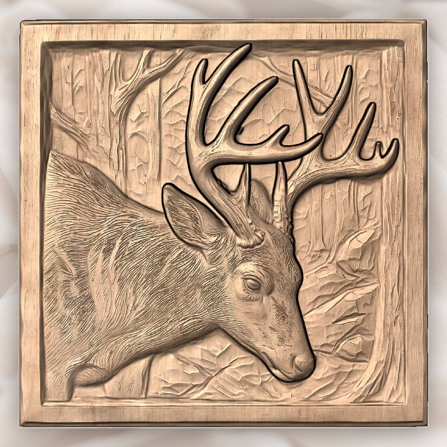 Majestic Buck Forest Scene CNC Relief STL bas-relief STL — view 5