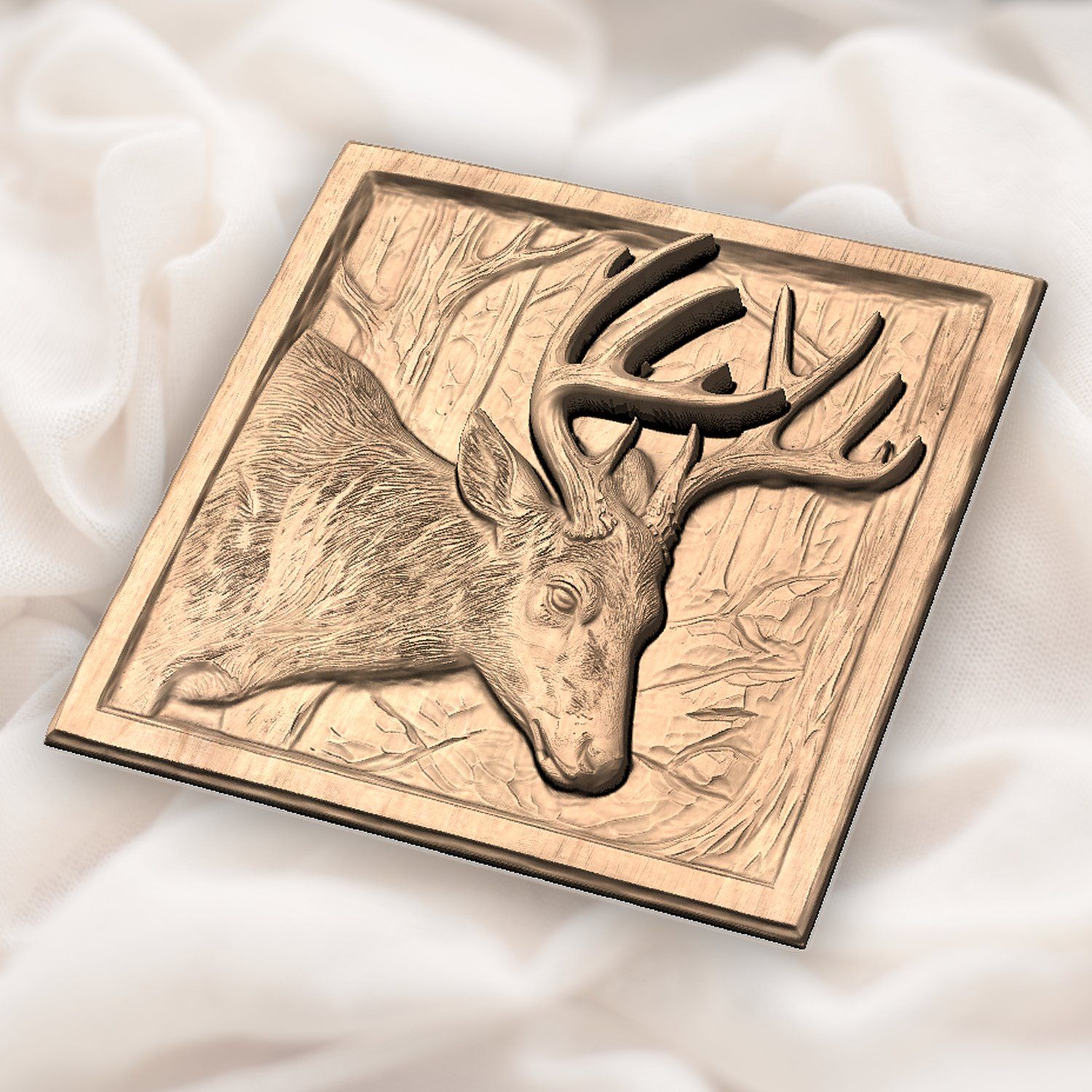 Majestic Buck Forest Scene CNC Relief STL bas-relief STL — view 6