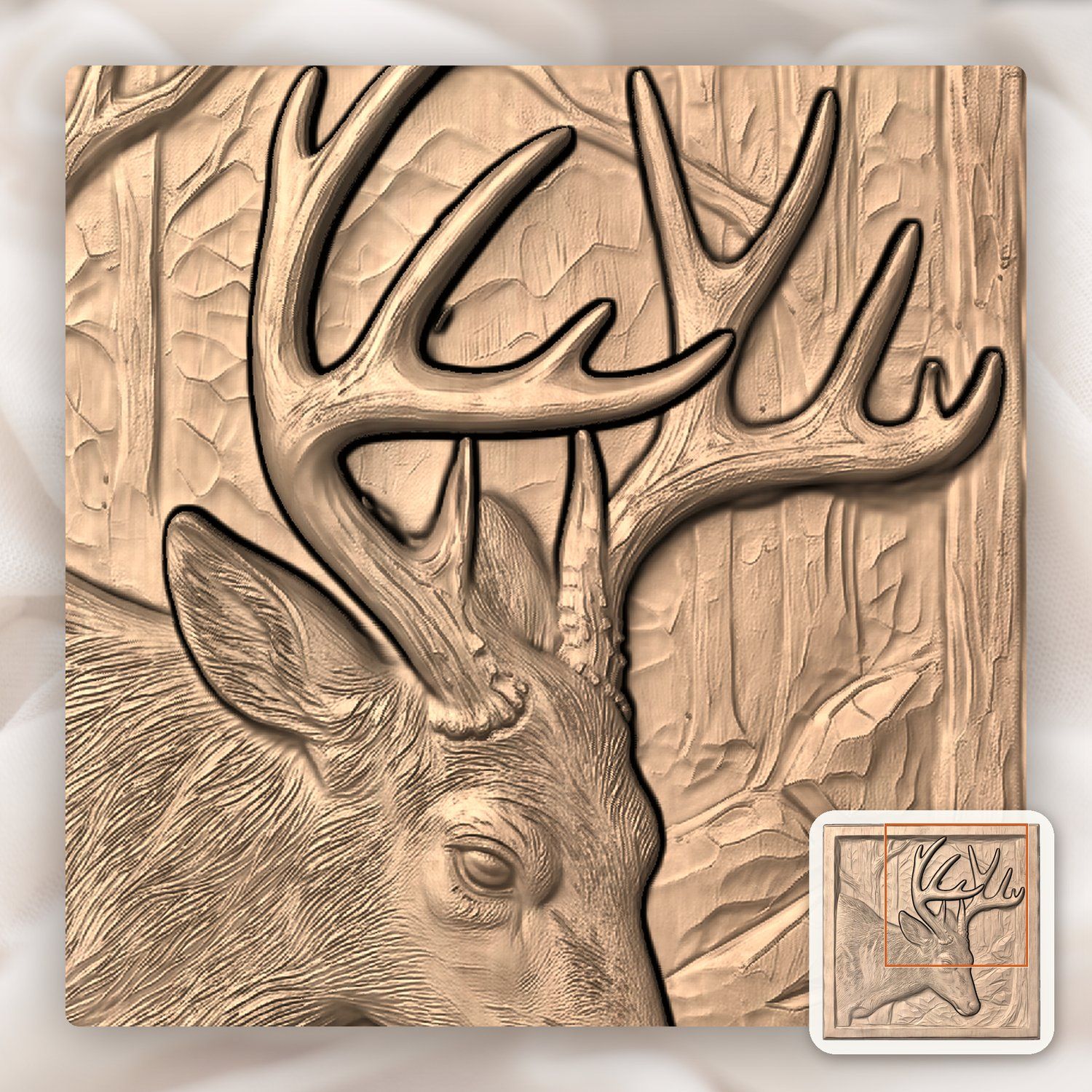 Majestic Buck Forest Scene CNC Relief STL bas-relief STL — view 8