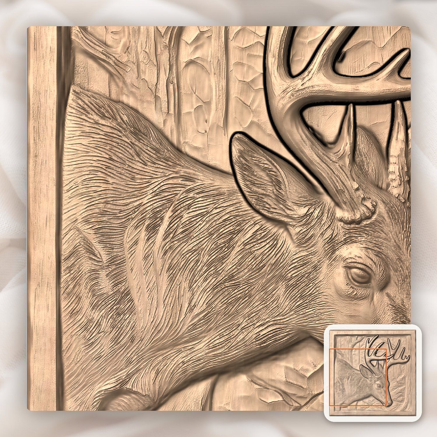 Majestic Buck Forest Scene CNC Relief STL bas-relief STL — view 9