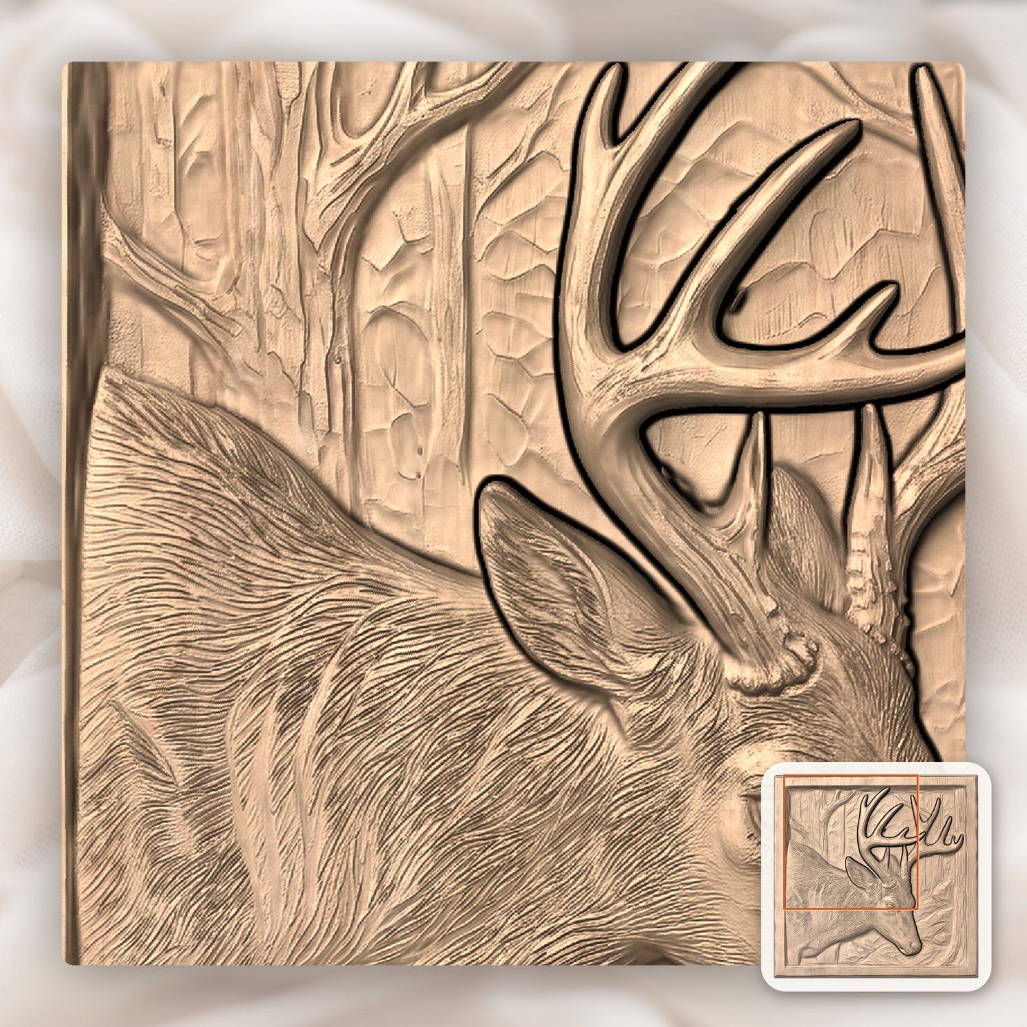 Majestic Buck Forest Scene CNC Relief STL bas-relief STL — view 10