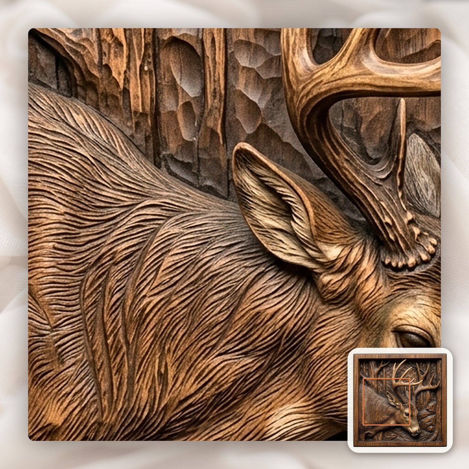 Majestic Buck Forest Scene CNC Relief STL bas-relief STL — view 11