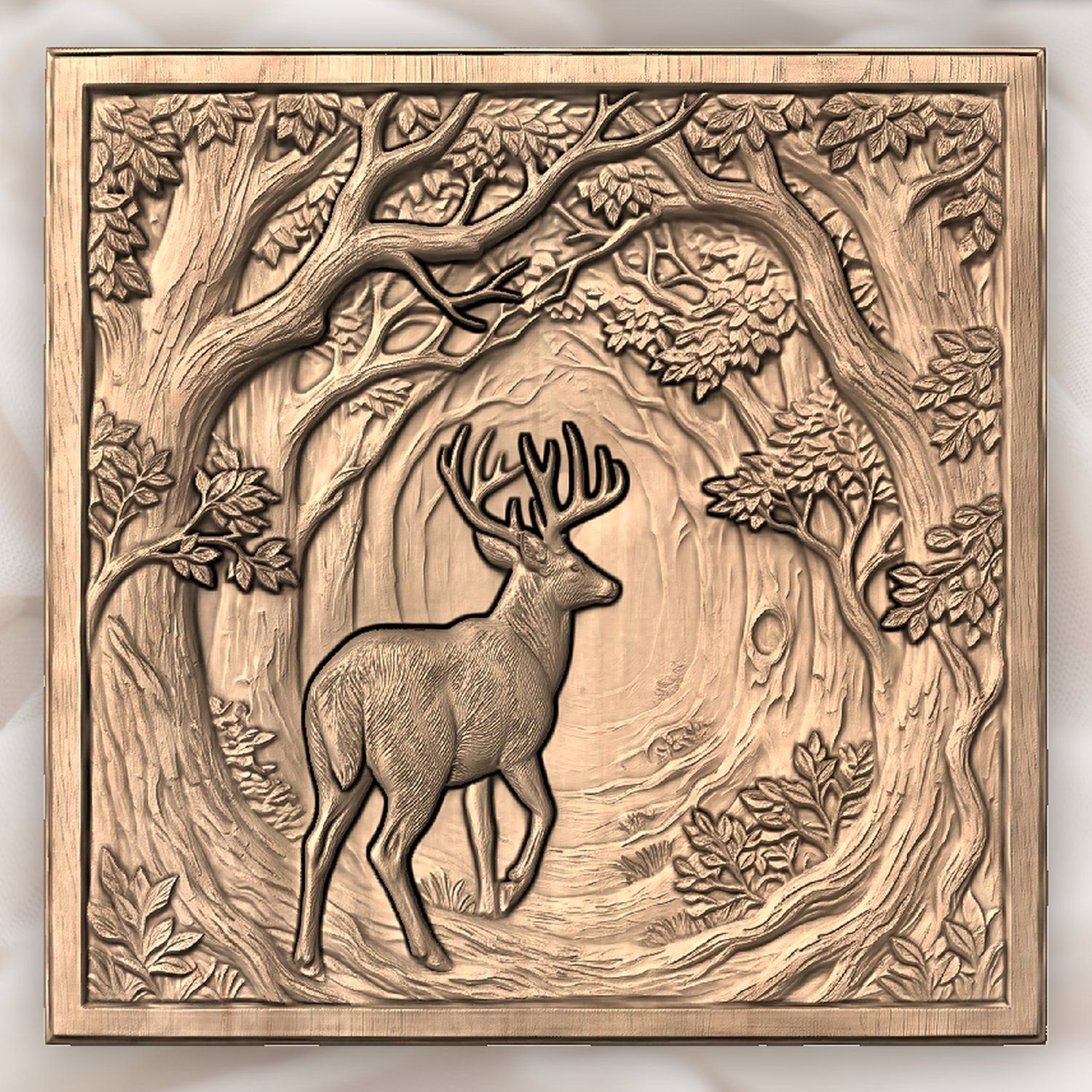 Majestic Buck Forest Scene CNC Relief STL bas-relief STL — view 5