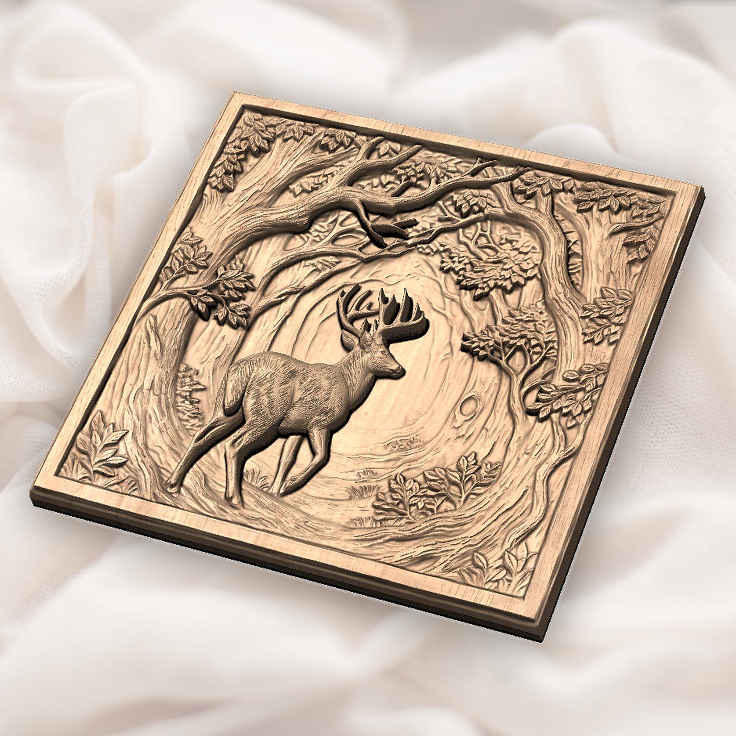 Majestic Buck Forest Scene CNC Relief STL bas-relief STL — view 6